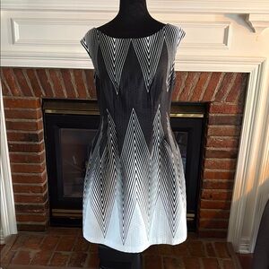Vince Camuto Black and White Fit and Flare Dress in Sz 8P